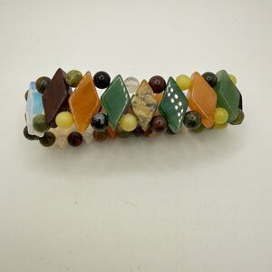 Multi-stone and opalite glass stretch bracelet!